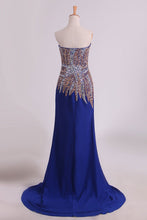 Load image into Gallery viewer, 2024 New Arrival Chiffon Prom Dresses Sheath/Column With Beading Court Train