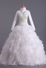 Load image into Gallery viewer, 2024 Musilim Wedding Dresses A Line Sweetheart Organza With Beads &amp; Applique