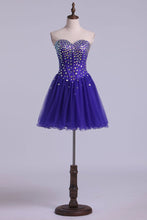 Load image into Gallery viewer, 2024 Prom Dress Sweetheart A Line Beaded Bodice With Short Tulle Skirt