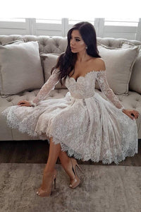 2024 Off The Shoulder Long Sleeves Homecoming Dresses A Line Lace With Sash