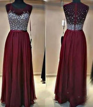 Load image into Gallery viewer, Long Custom Burgundy Beaded Charming Sparkly Floor-Length 2019 Prom Dresses PD01