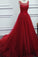 2024 A Line Scoop Beaded Bodice Lace With Sash Sweep Train Prom Dresses