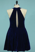 Load image into Gallery viewer, 2024 Velvet Cocktail Dresses Scoop Open Back A Line Short/Mini