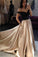 Simple Off The Shoulder Long Black And Champagne Prom Dresses Party Dresses