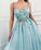 Elegant A Line Spaghetti Straps Tulle Scoop Prom Dresses with Appliques, Formal Dresses SRS15512