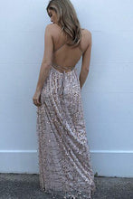 Load image into Gallery viewer, Sexy A-Line Spaghetti Straps Criss-Cross Pearl Pink Lace V Neck Prom Dress With Slit RS625