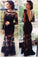 Mermaid Full Sleeve Sexy Black Lace Long Scoop Neck Floor Length Prom Dresses RS143