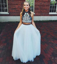 Load image into Gallery viewer, Embroidery Two Piece White Prom Dresses Two Pieces Pageant Gowns RS551
