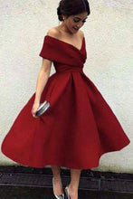 Load image into Gallery viewer, A Line Burgundy Off the Shoulder Short Prom Dresses V Neck Homecoming Dresses RS603