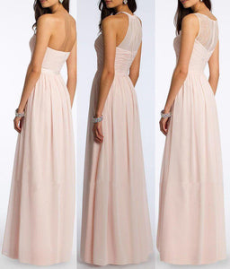 A Line Chiffon Blush Pink Formal Floor Length Cheap Bridesmaid Dresses Prom Dresses RS836