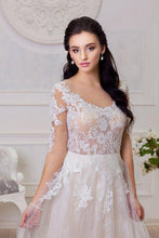 Load image into Gallery viewer, A Line Half Sleeve Lace Appliques Wedding Dresses Sweetheart Wedding Gowns RS504
