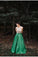 A Line Halter Emerald Green Beaded Prom Dresses Backless Satin Long Prom Dresses RS825