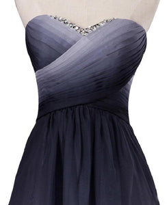 A Line High Low Sweetheart Ombre Homecoming Dresses Strapless Ruffles Prom Dress RS852