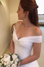Load image into Gallery viewer, A Line Off the Shoulder Simple Sweetheart Ivory Beach Wedding Dresses Bridal Gown RS447