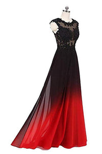 A Line Ombre Lace Appliques Prom Dresses Long Cheap Evening Dresses RS851