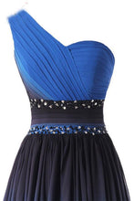 Load image into Gallery viewer, A Line One Shoulder Ombre Chiffon Blue Ruffles Prom Dresses Homecoming Dresses RS875
