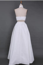 Load image into Gallery viewer, A Line Two Piece Lace White Prom Dresses High Slit Long Cheap Evening Dresses RS670