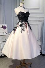 Load image into Gallery viewer, A line Ankle Length Satin Homecoming Dress with Lace Straps Short Prom Dresses RS843