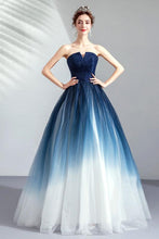 Load image into Gallery viewer, A line Blue Ombre Prom Dresses Lace up Sweetheart Strapless Formal Dresses RS339