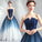 A line Blue Ombre Prom Dresses Lace up Sweetheart Strapless Formal Dresses RS339