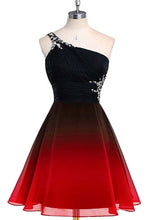 Load image into Gallery viewer, A line Blue One Shoulder Beads Short Prom Dresses Chiffon Homecoming Dresses RS853