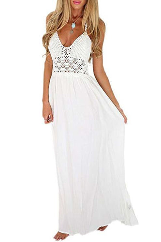 A line Chiffon V Neck Beach Wedding Dresses Backless Ivory Wedding Gowns RS506