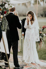 Load image into Gallery viewer, A line Ivory Long Sleeve Wedding Dresses Lace High Neck Wedding Gowns RS495