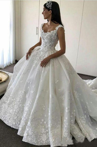 Ball Gown Backless Lace Appliques Wedding Dresses Sweetheart Bridal Dresses RS560