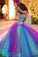 Ball Gown Ombre Sweetheart Strapless Tulle Prom Dresses Quinceanera Dresses RS691