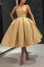 Load image into Gallery viewer, Ball Gown Yellow Strapless Homecoming Dresses with Pockets Short Prom Dresses H1225