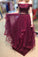 Burgundy Two Piece Prom Dresses Off Shoulder Graduation Dresses