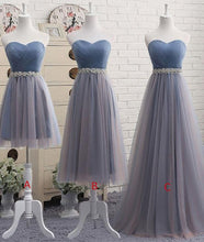 Load image into Gallery viewer, Cute A Line Sweetheart Tulle Blue Strapless Beads Prom Dress Bridesmaid Dresses RS807