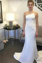 Load image into Gallery viewer, Charming Irregular Strapless Satin Wedding Gown Mermaid Backless Wedding Dresses W1039