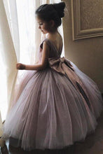 Load image into Gallery viewer, Cheap Cute Ball Gown Mauve Tulle Flower Girl Dresses with Bow on the Back Baby Dresses FG1002