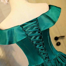 Load image into Gallery viewer, Chic Green Off the Shoulder Short Prom Dresses Lace up Satin Homecoming Dresses H1071