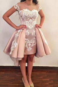 Chic Sheath Pink Above Knee Lace Appliques Cap Sleeve Homecoming Dresses H1032