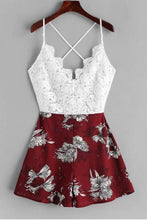 Load image into Gallery viewer, Cute A Line Spaghetti Straps V Neck White Lace Homecoming Dress Floral Print Cocktail Dress H1077