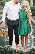 Load image into Gallery viewer, Cute Lace Green Scoop Backless Short Prom Dresses Above Knee Homecoming Dresses H1181