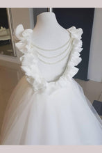 Load image into Gallery viewer, Cute Off White Tulle Backless Flower Girl Dresses with Pearl Lace Baby Dresses RS878