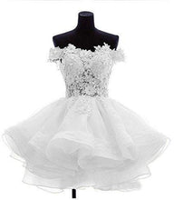 Load image into Gallery viewer, Cute Off the Shoulder Homecoming Dresses Ivory Lace Beaded Homecoming Dresses H1024