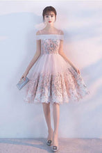 Load image into Gallery viewer, Cute Princess Pink Lace Flowers Knee Length Homecoming Dresses Short Prom Dresses H1003