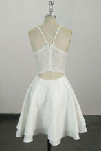 Load image into Gallery viewer, Cute Spaghetti Straps White V Neck Knee Length Short Prom Dress Homecoming Dress H1011