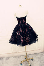 Load image into Gallery viewer, Cute Sweetheart Lace up Navy Blue Strapless Homecoming Dresses Short Prom Dresses H1114