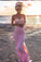 Sexy Mermaid Sweetheart Pink Strapless Satin Sleeveless Prom Dress with Applique Split RS804