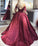 2024 Dark Red Lace Long Sleeve Prom Dress Off-the-Shoulder Ball Gown Quinceanera Dress RS392
