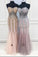 Mermaid Sexy Long Cheap Sweetheart Strapless Beads Tulle See Through Prom Dresses RS173