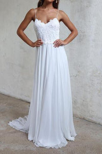 Backless Beach White Cheap Spaghtti Straps Bridal Wedding Dress RS67
