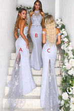 Load image into Gallery viewer, Different Styles Mermaid Off the Shoulder Purple Bridesmaid Dresses Wedding Party Dress BD1014