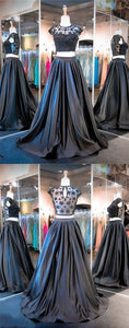 New Style Ball Gown Two Pieces Fashion Black Sweet 16 Gown Prom Dress for Spring Teens RS124