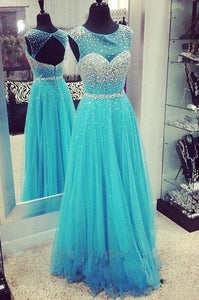 New Arrival Sweet Beading Tulle Floor Length Prom Ball Gowns Formal Evening Dresses